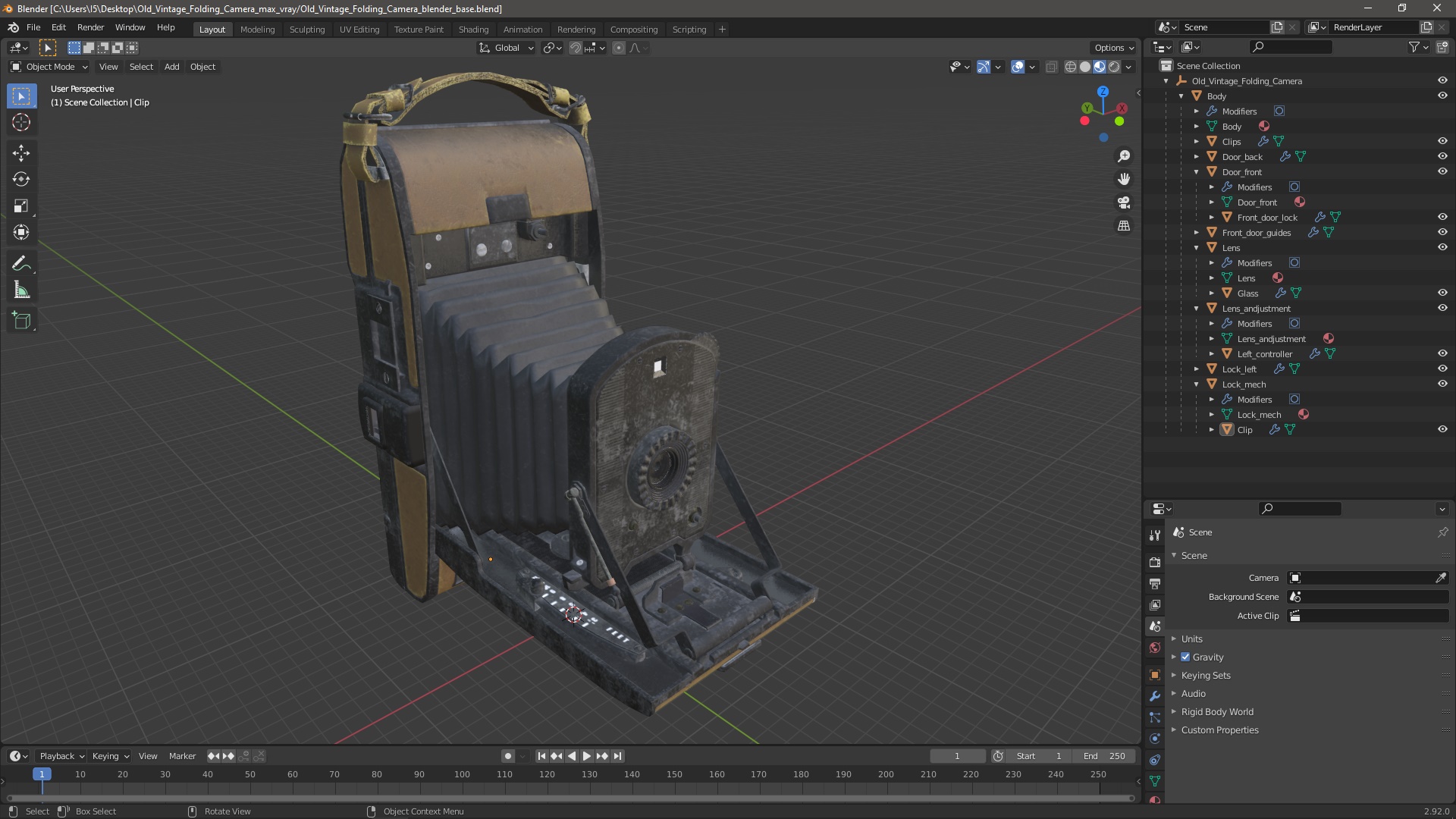 3D Old Vintage Folding Camera