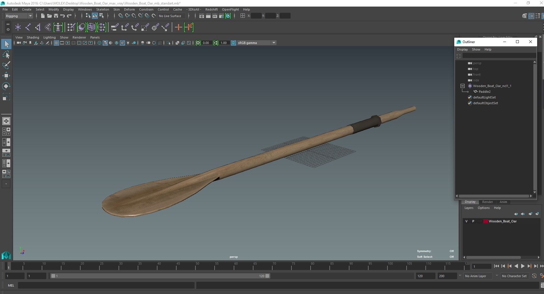 3D model Wooden Boat Oar