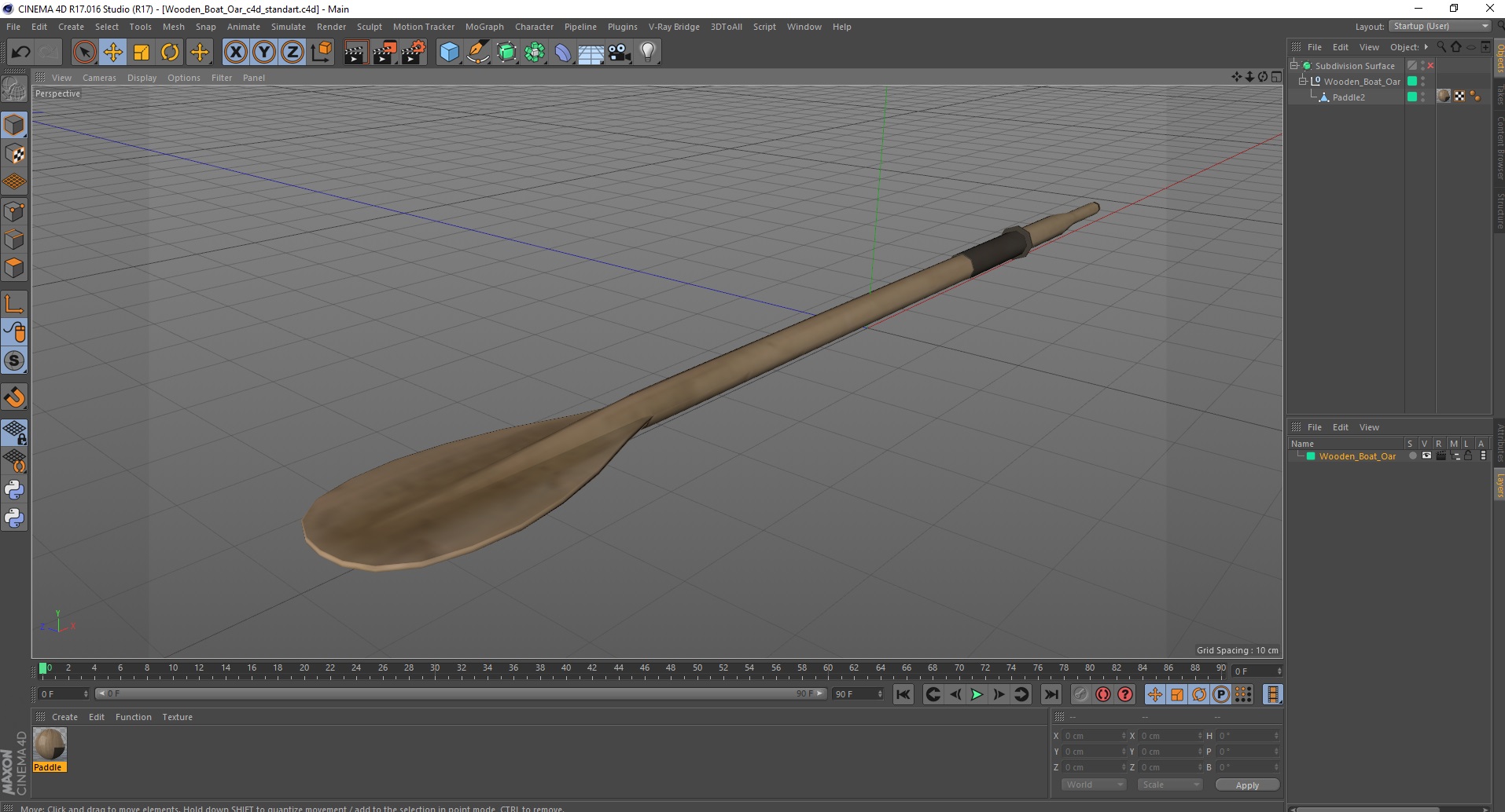 3D model Wooden Boat Oar