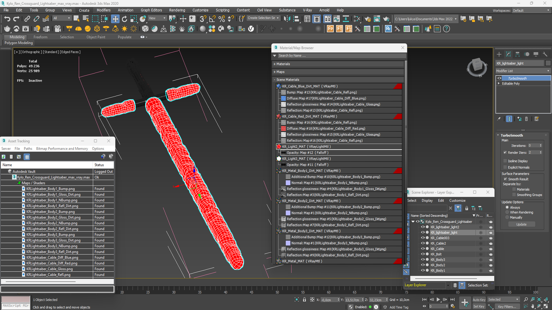 3D model Kylo Ren Crossguard Lightsaber