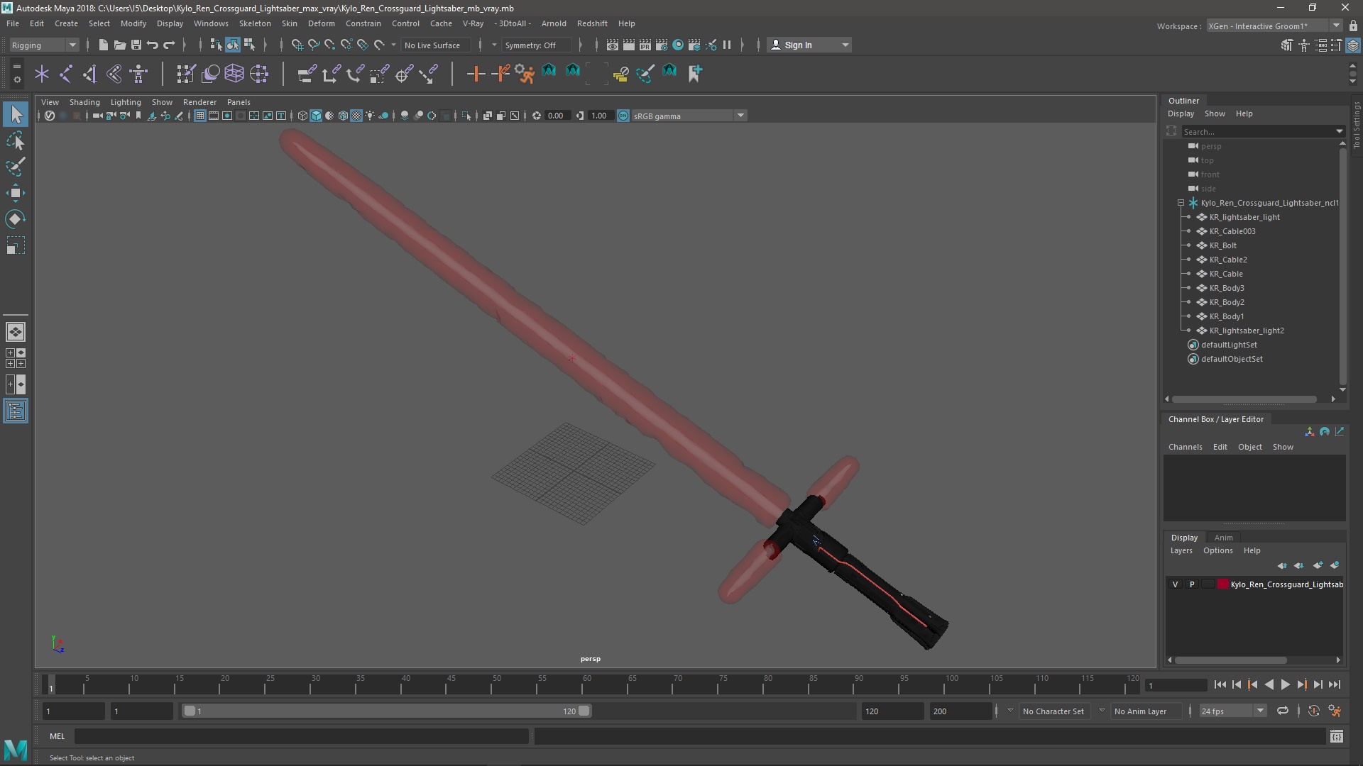 3D model Kylo Ren Crossguard Lightsaber