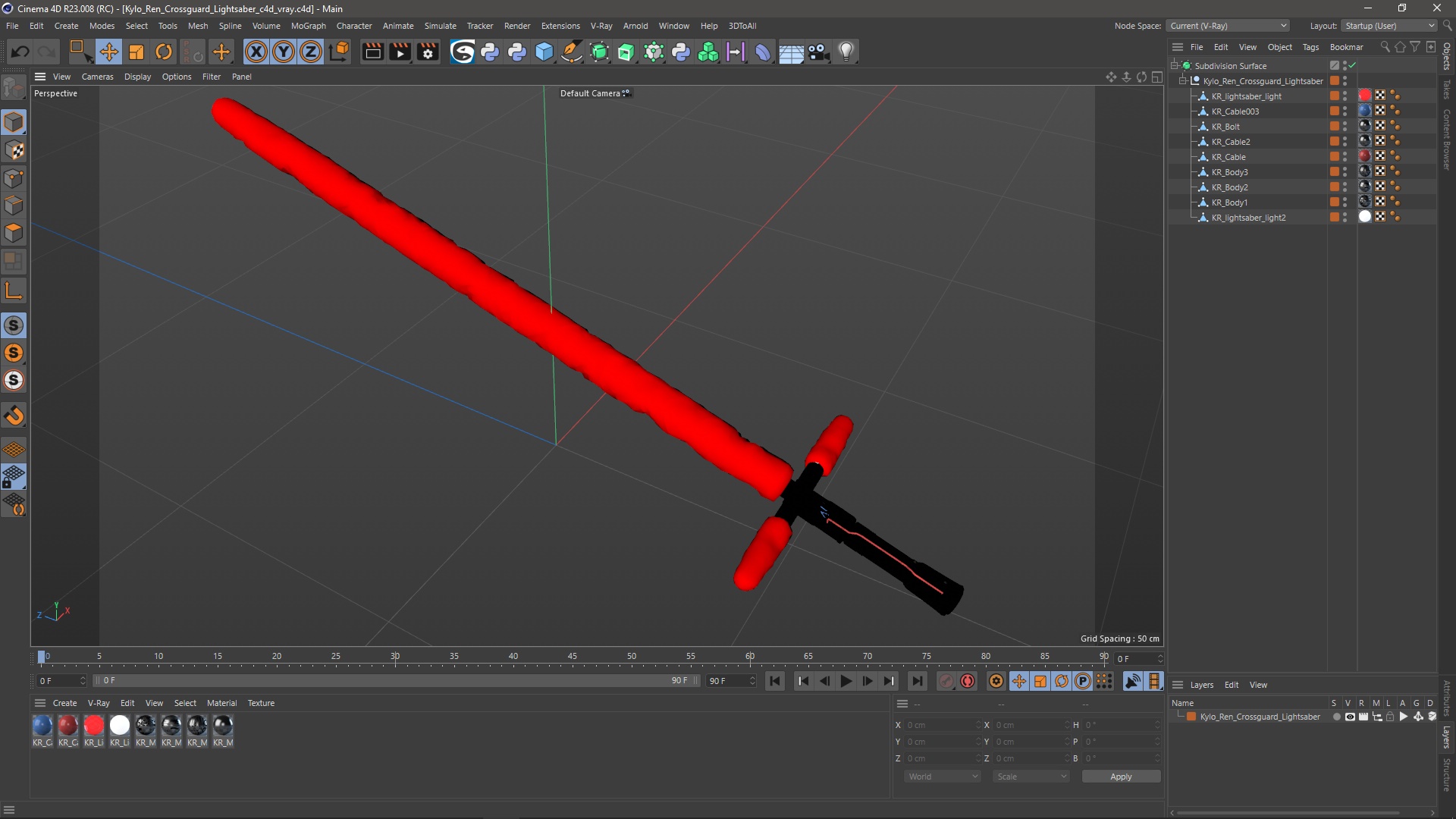 3D model Kylo Ren Crossguard Lightsaber