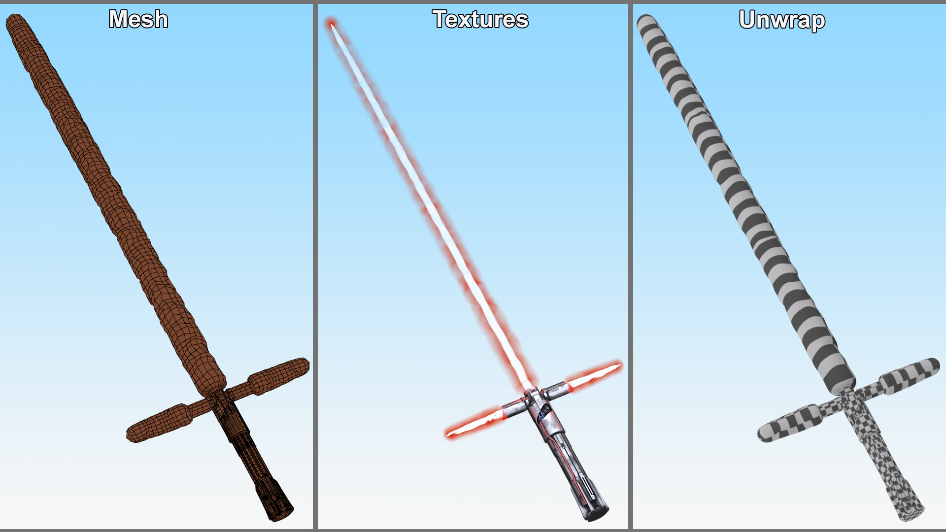 3D model Kylo Ren Crossguard Lightsaber