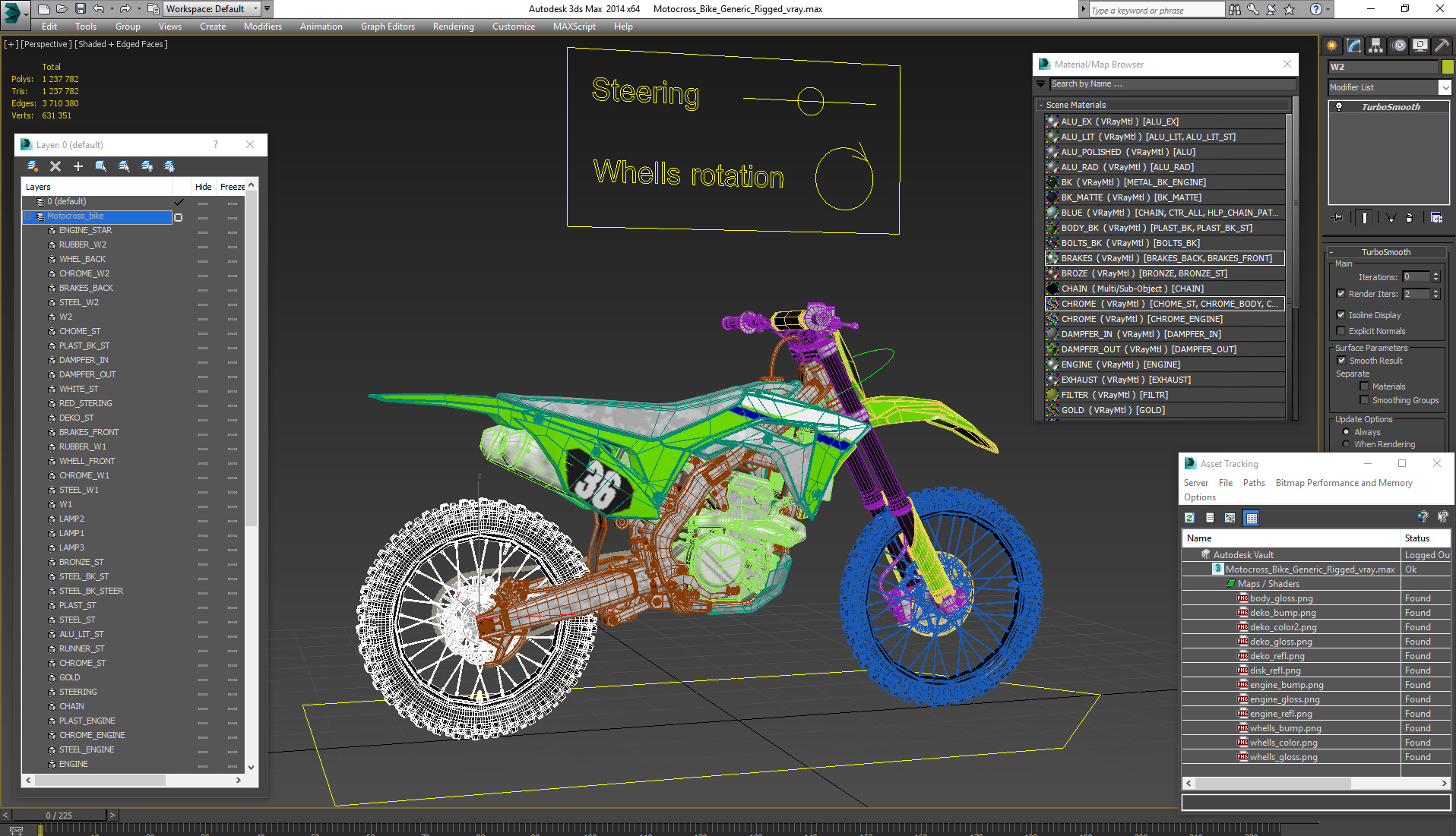 Motocross Bike Generic Rigged 3D model