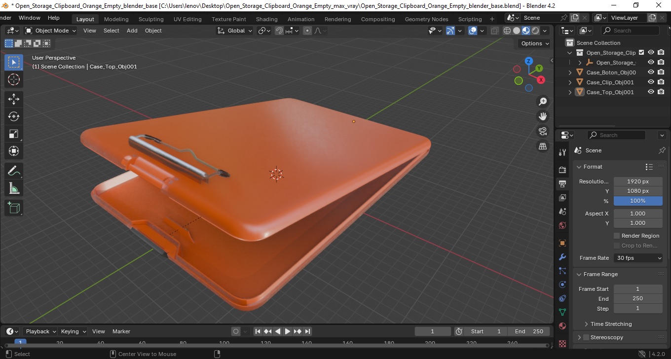 3D model Open Storage Clipboard Orange Empty
