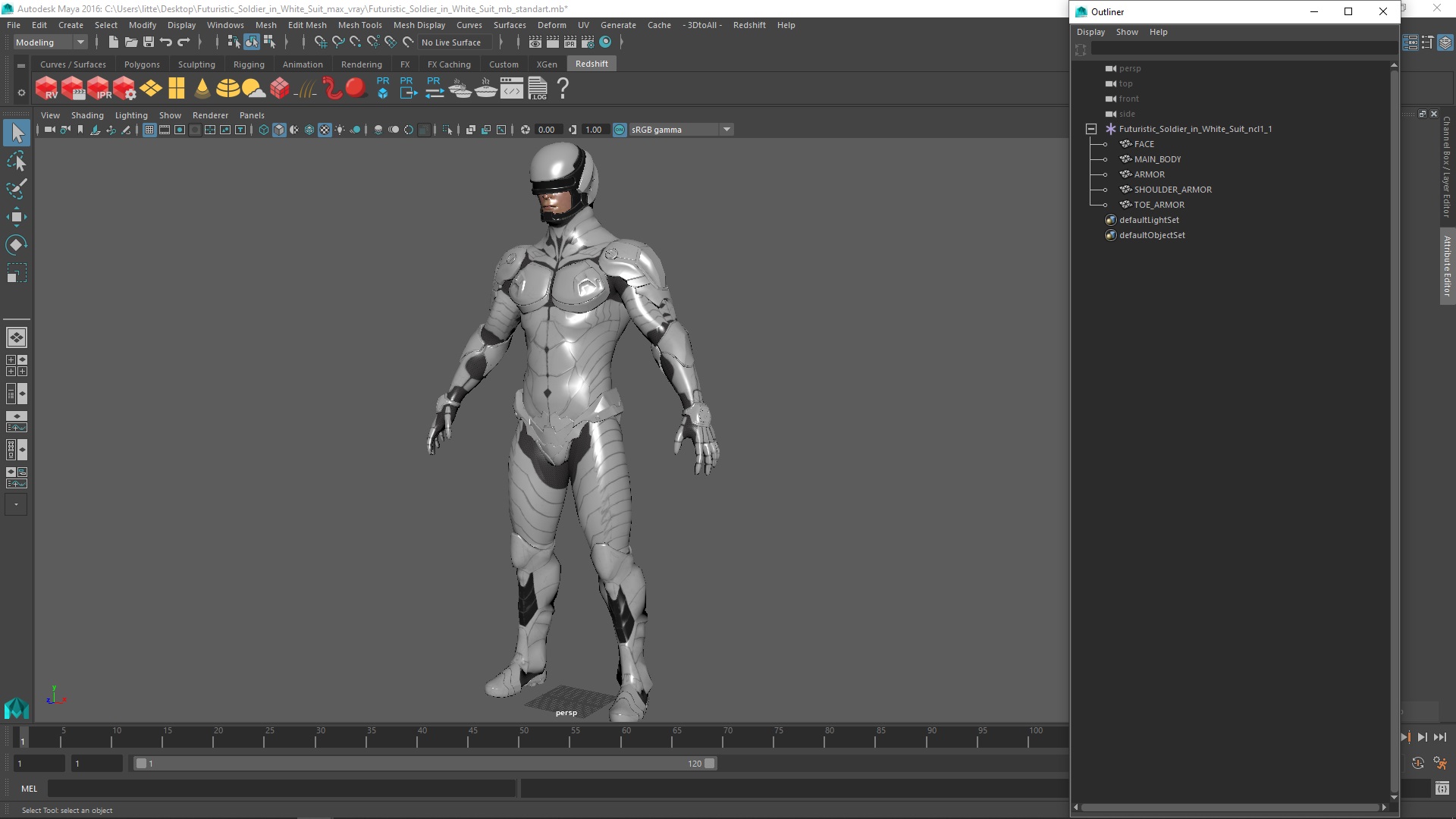 Futuristic Soldier in White Suit 3D