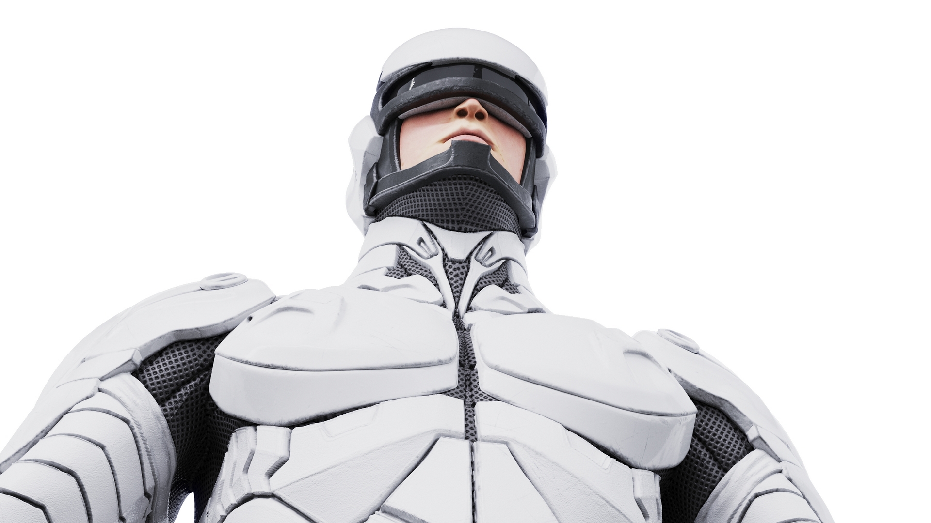Futuristic Soldier in White Suit 3D