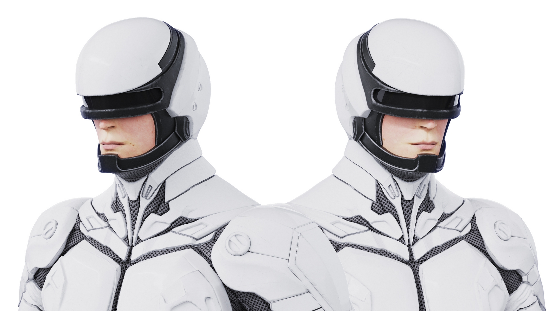Futuristic Soldier in White Suit 3D