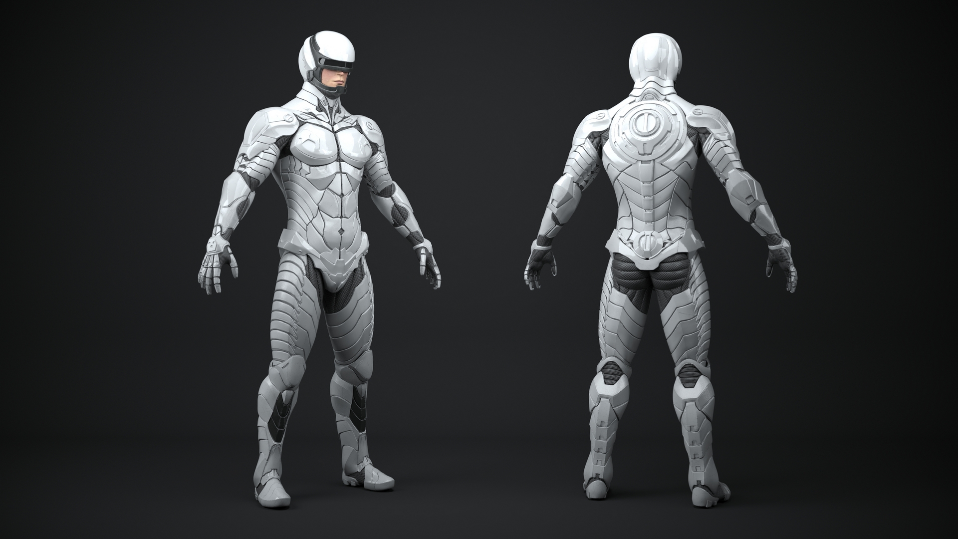 Futuristic Soldier in White Suit 3D