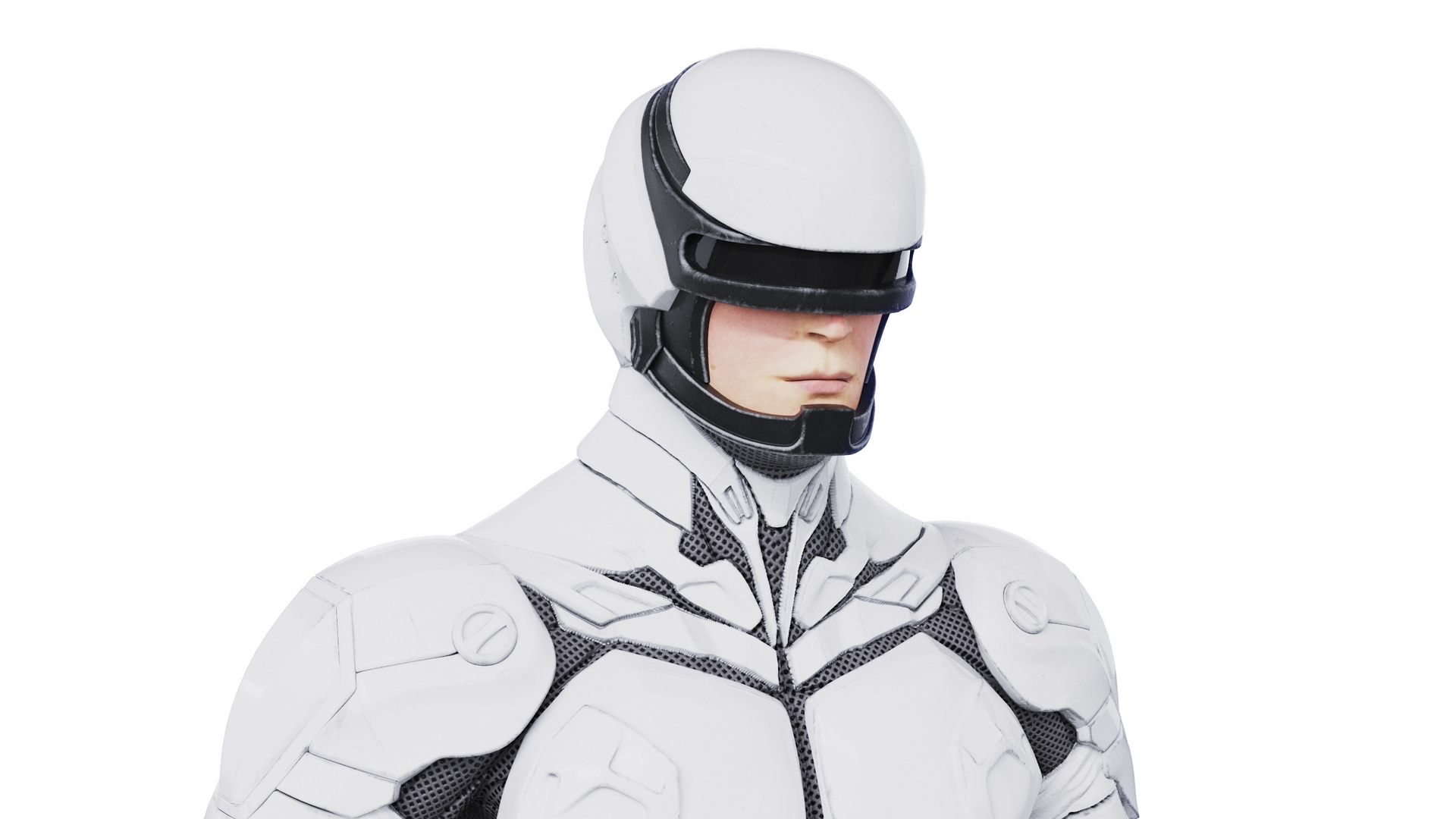 Futuristic Soldier in White Suit 3D