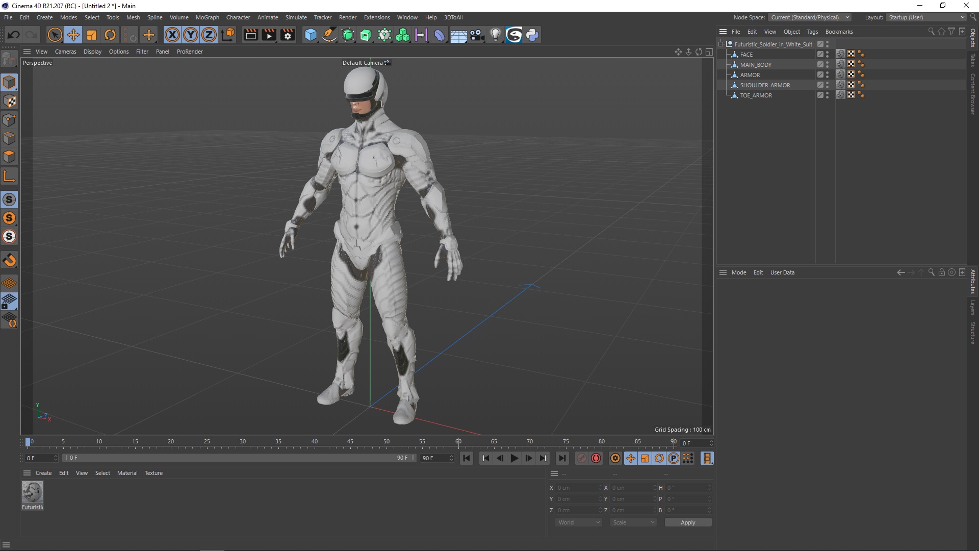Futuristic Soldier in White Suit 3D
