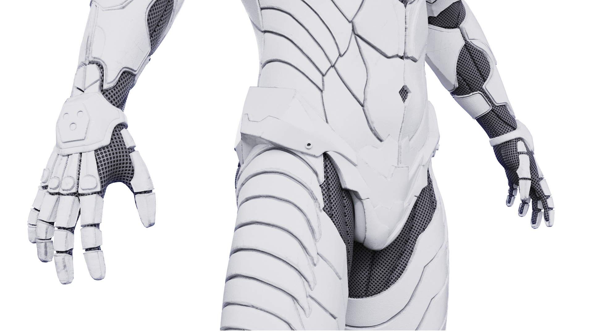 Futuristic Soldier in White Suit 3D