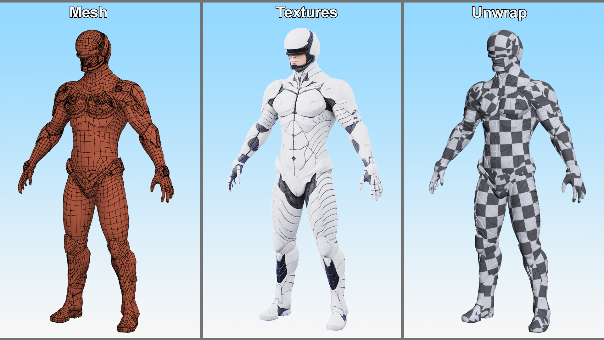 Futuristic Soldier in White Suit 3D