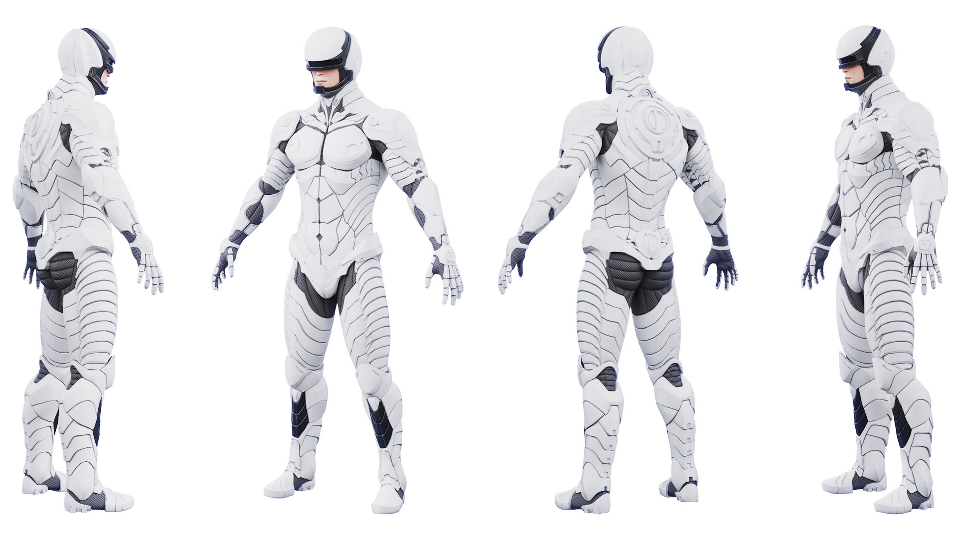 Futuristic Soldier in White Suit 3D