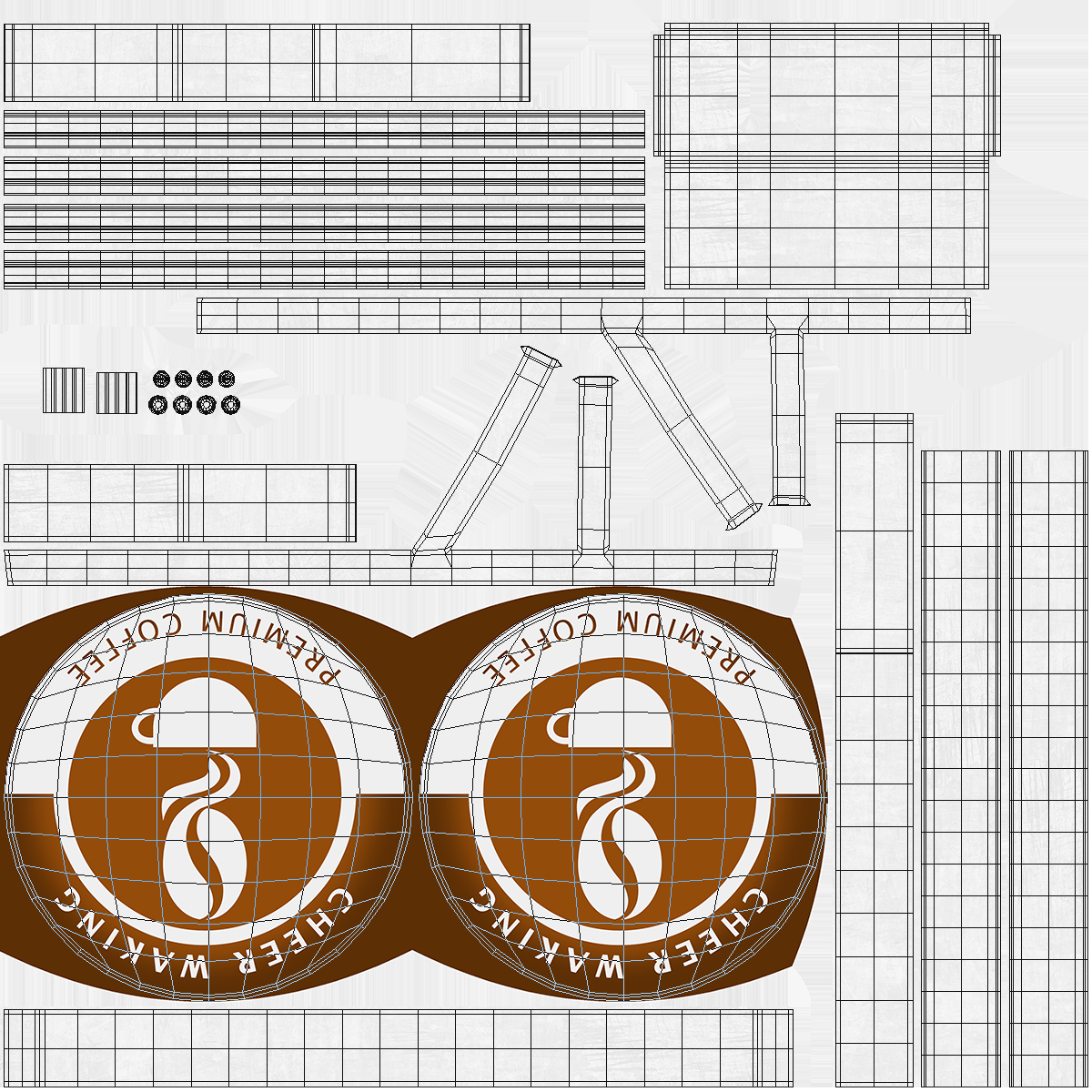 3D Coffee Shop Signage Wall Mounted Light On