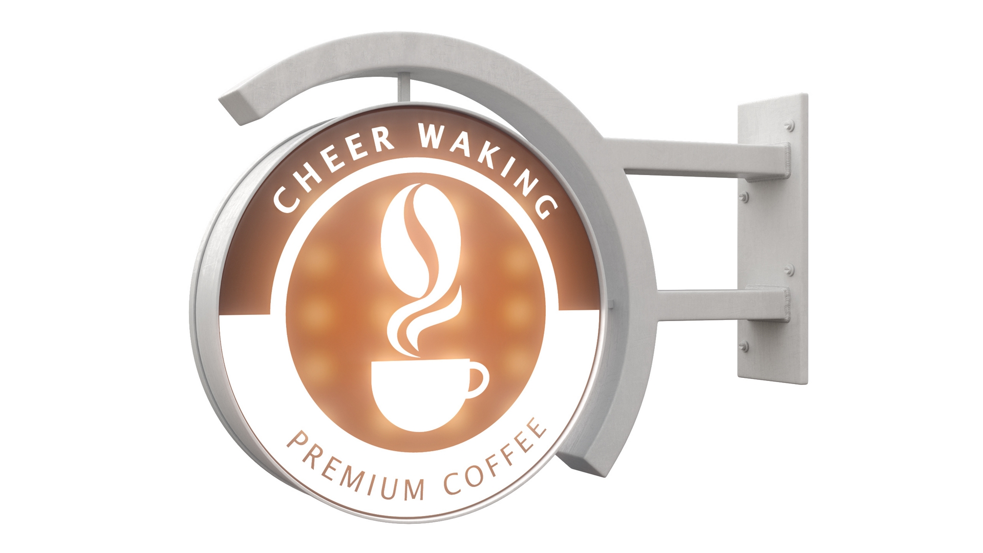 3D Coffee Shop Signage Wall Mounted Light On