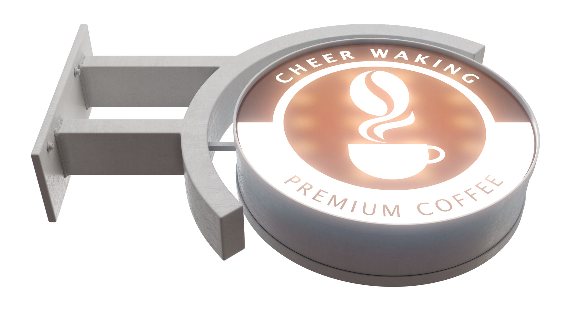 3D Coffee Shop Signage Wall Mounted Light On