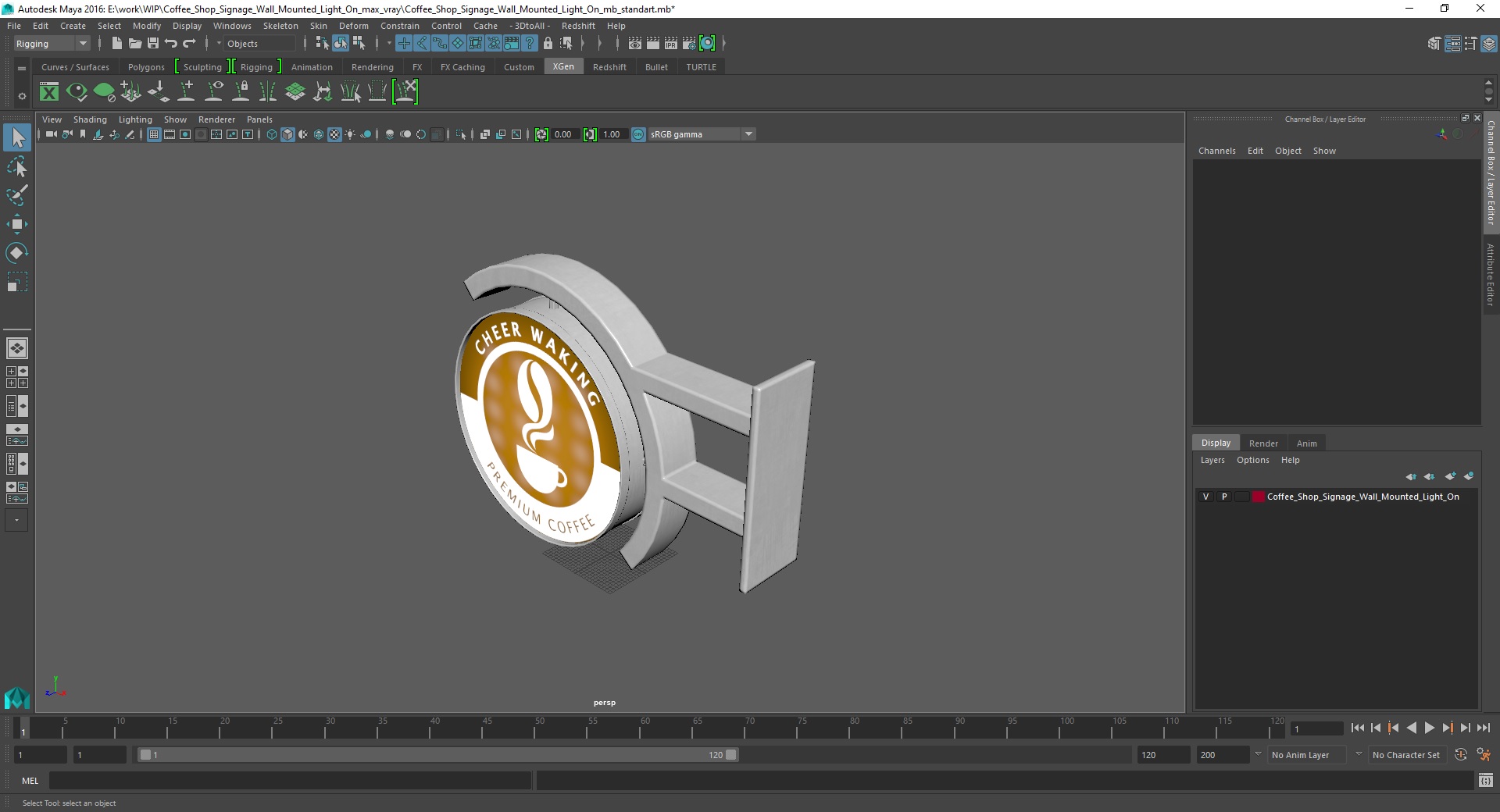 3D Coffee Shop Signage Wall Mounted Light On