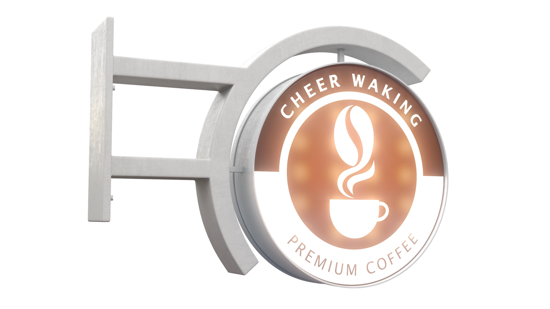 3D Coffee Shop Signage Wall Mounted Light On