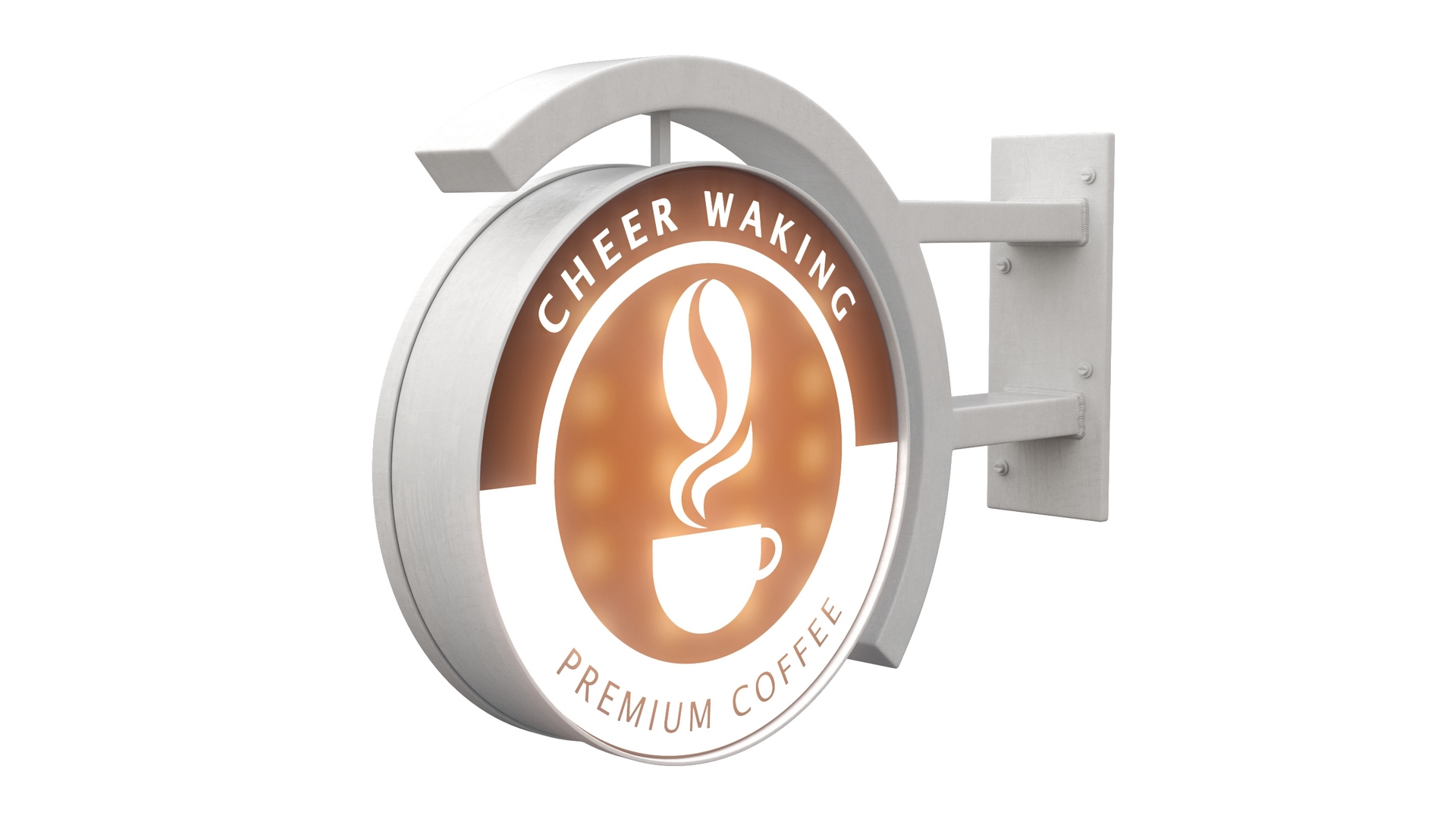 3D Coffee Shop Signage Wall Mounted Light On