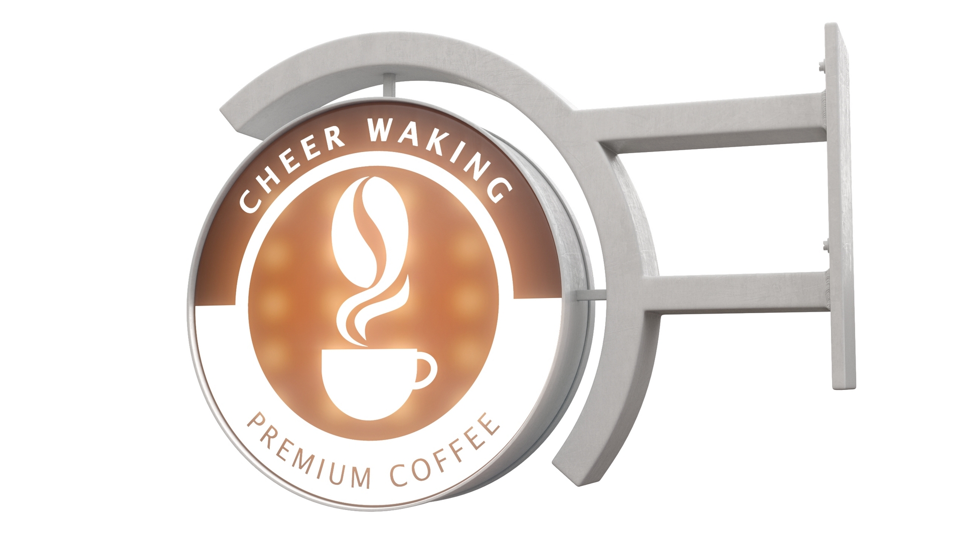 3D Coffee Shop Signage Wall Mounted Light On