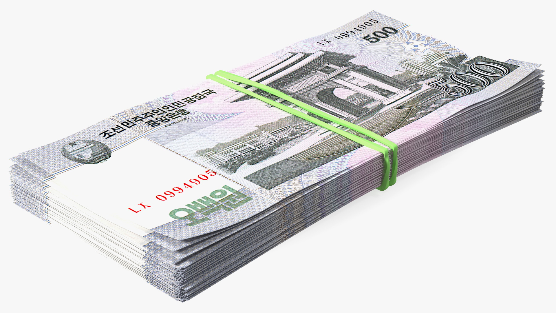 3D Stack of North Korea 500 Won model