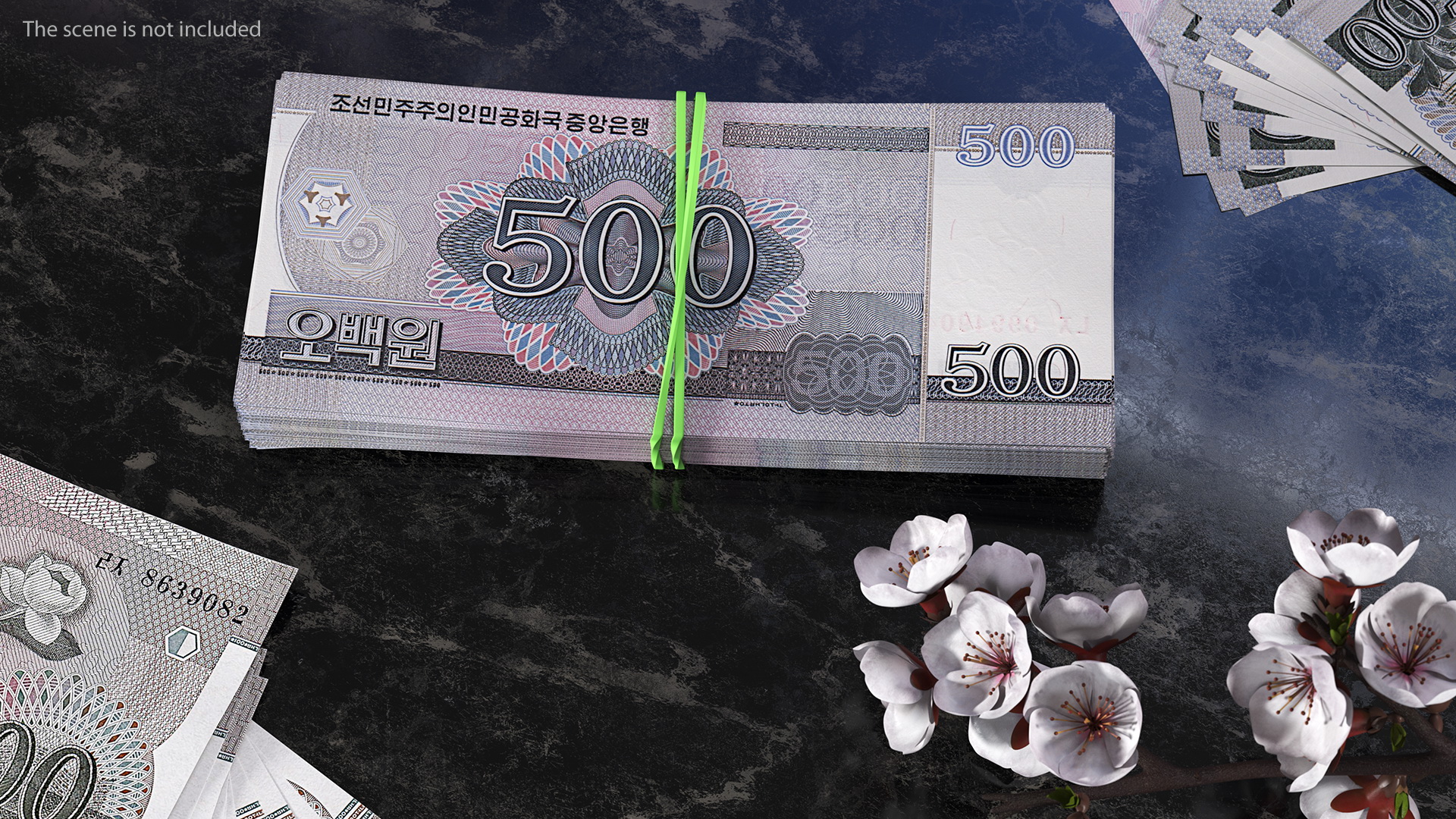 3D Stack of North Korea 500 Won model