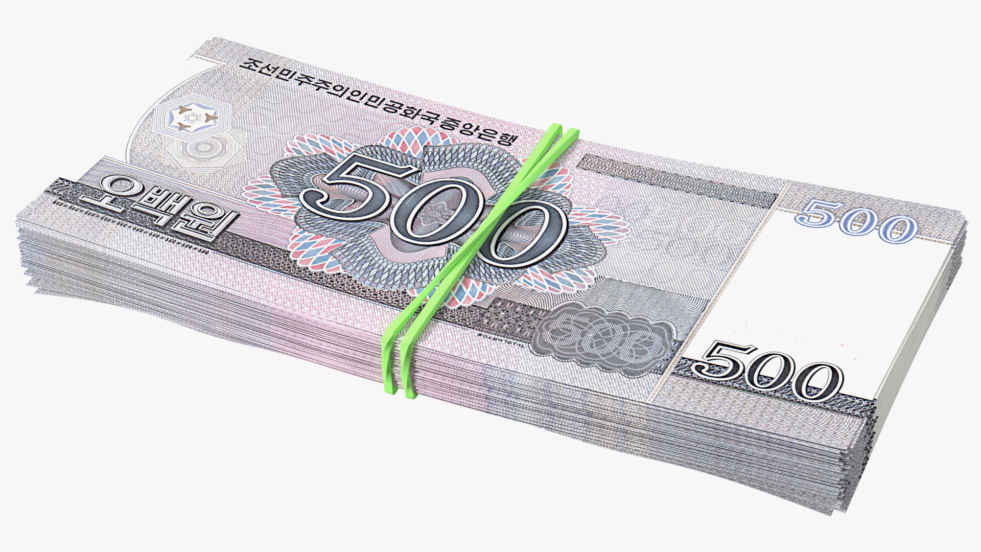 3D Stack of North Korea 500 Won model