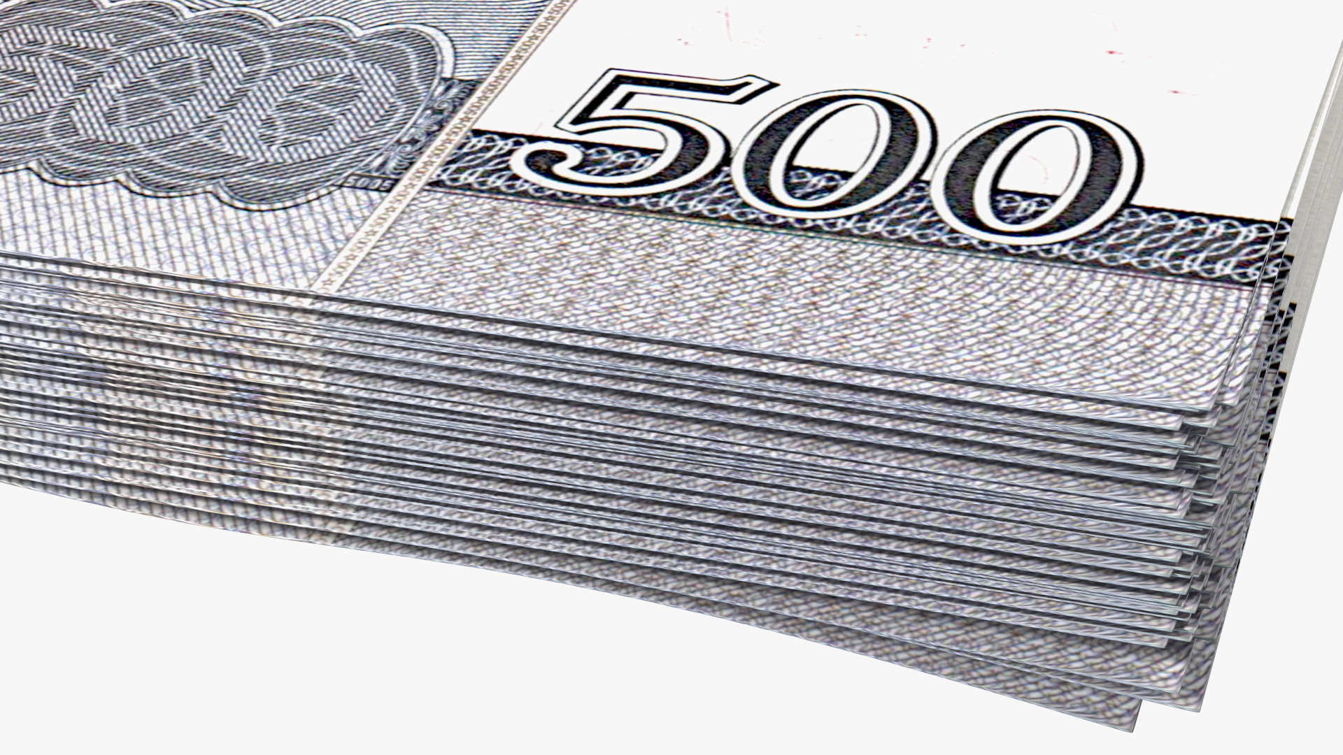 3D Stack of North Korea 500 Won model