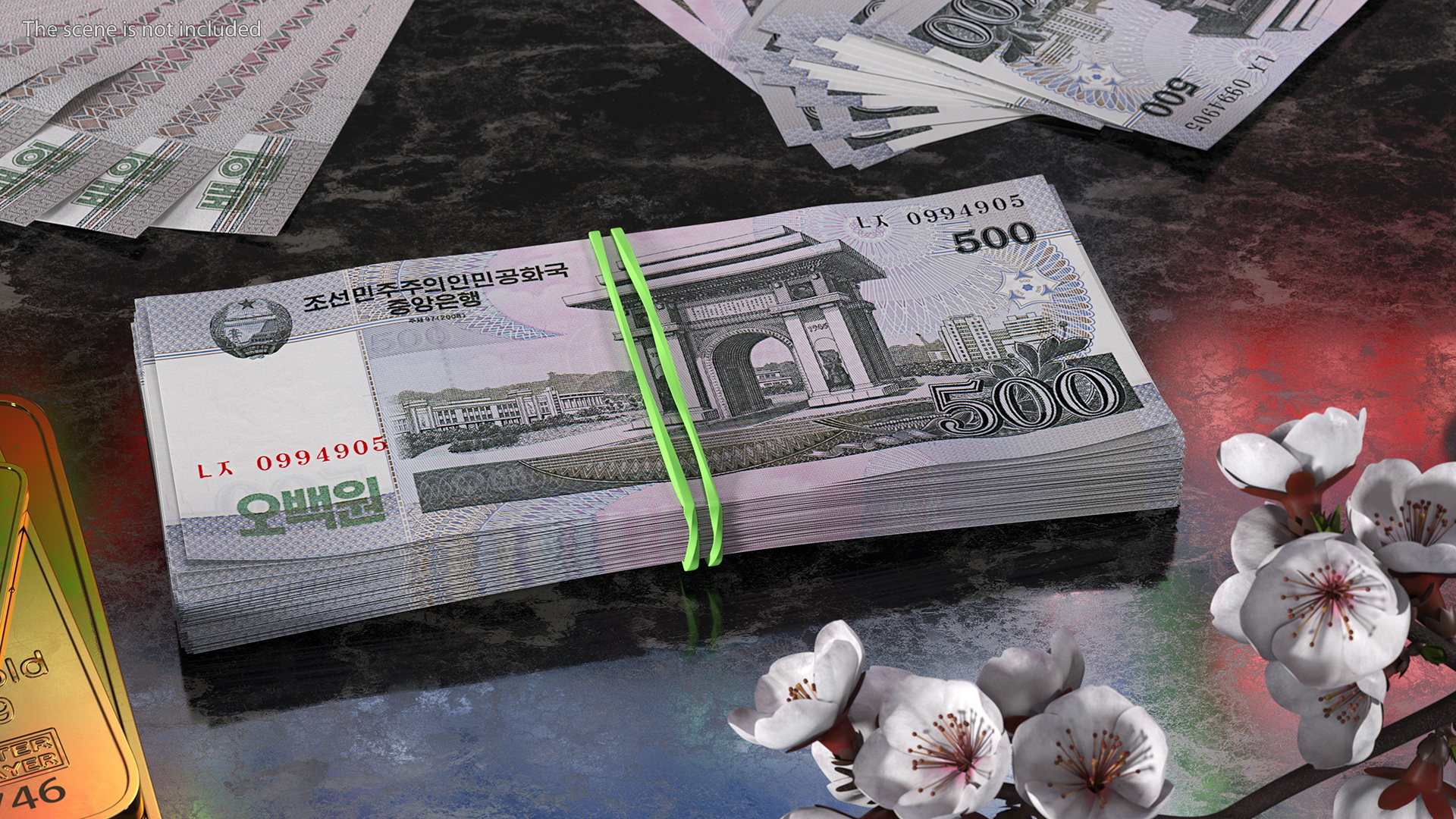3D Stack of North Korea 500 Won model