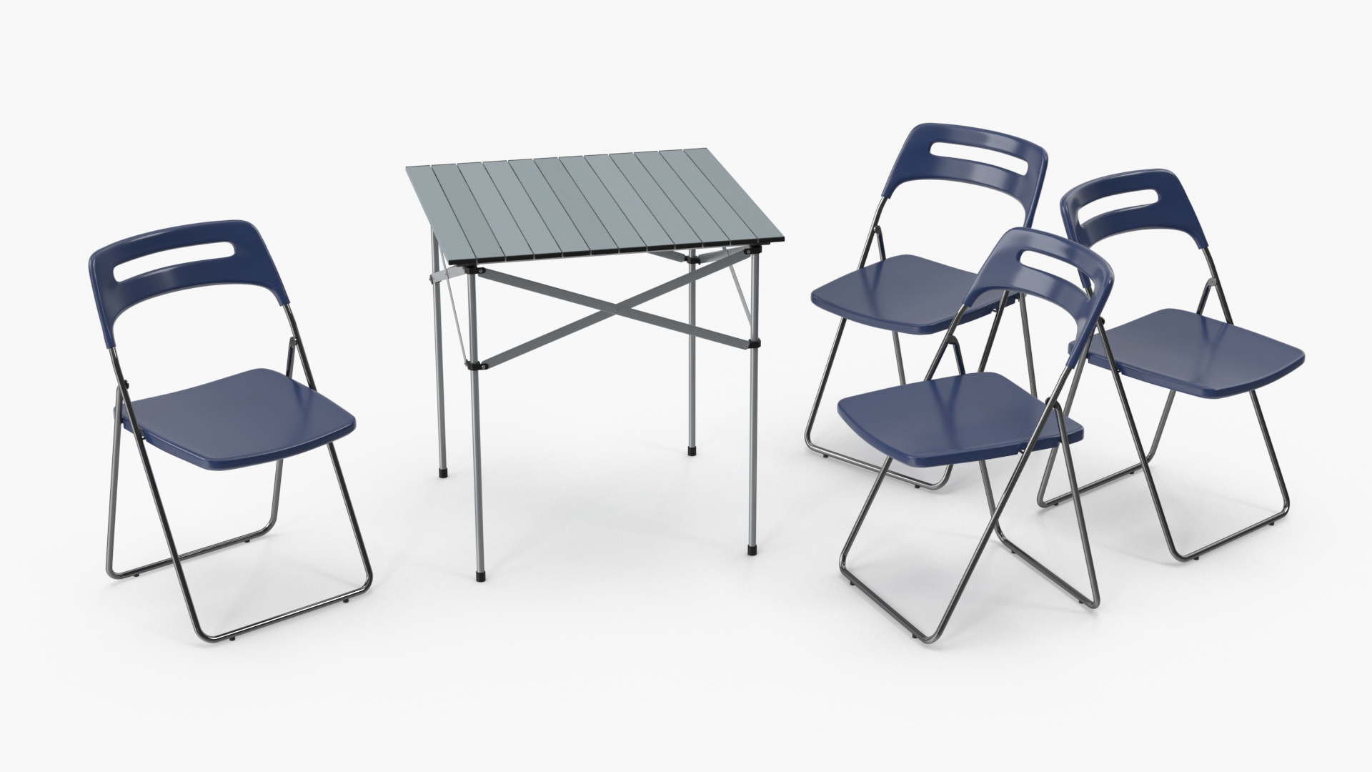 3D Portable Folding Table and Chairs Set with Beer Mugs and Kegs