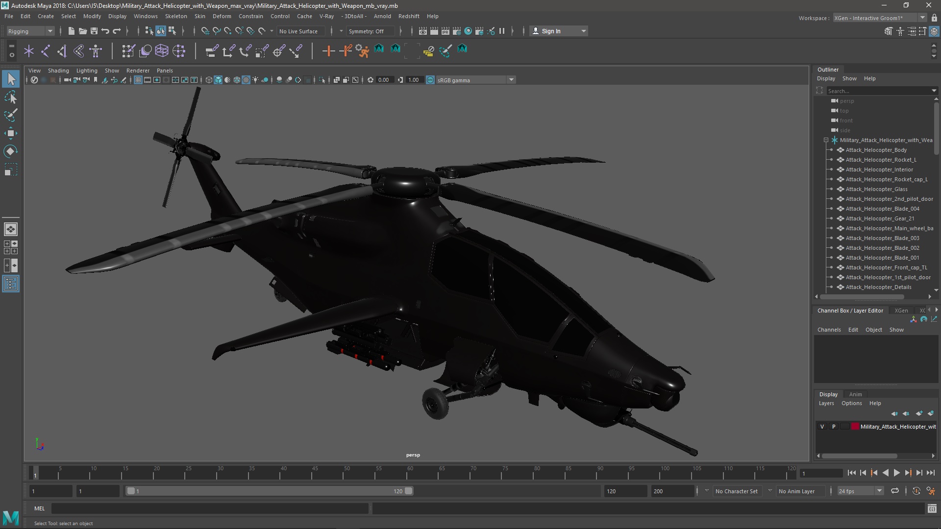 3D Military Attack Helicopter with Weapon model