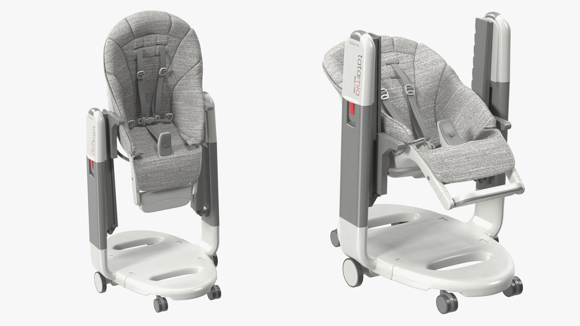 3D High Chair Peg Perego Horizontal Grey Rigged for Cinema 4D model