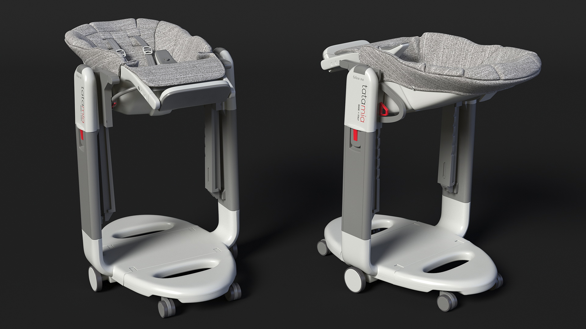 3D High Chair Peg Perego Horizontal Grey Rigged for Cinema 4D model