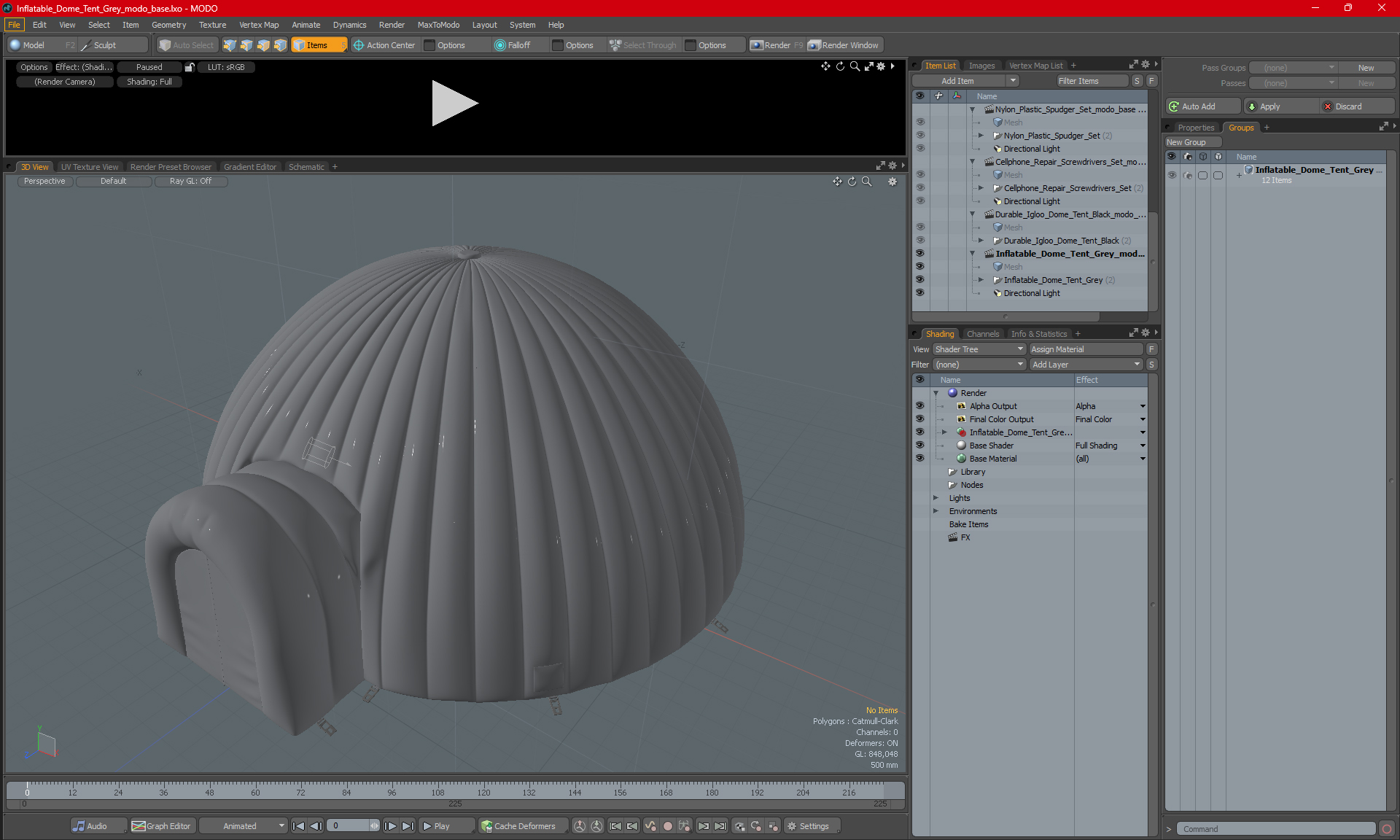 3D model Inflatable Dome Tent Grey