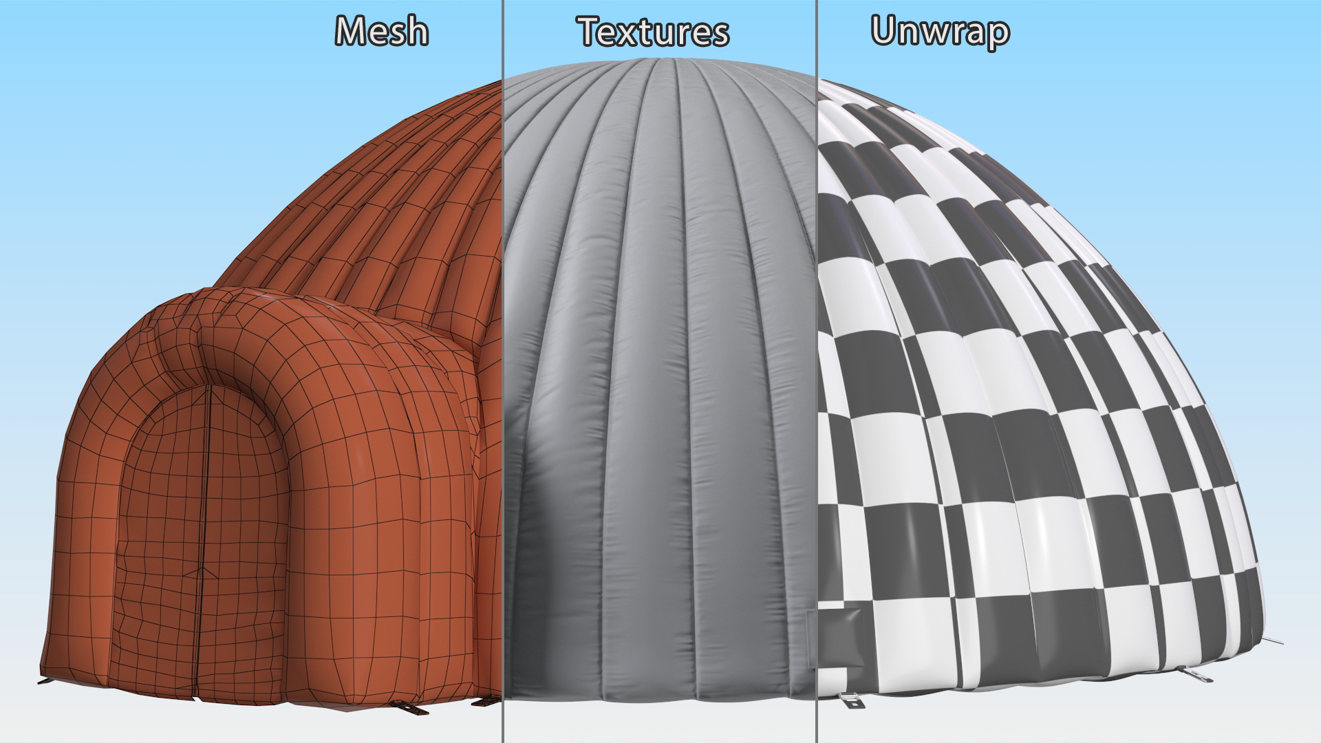 3D model Inflatable Dome Tent Grey