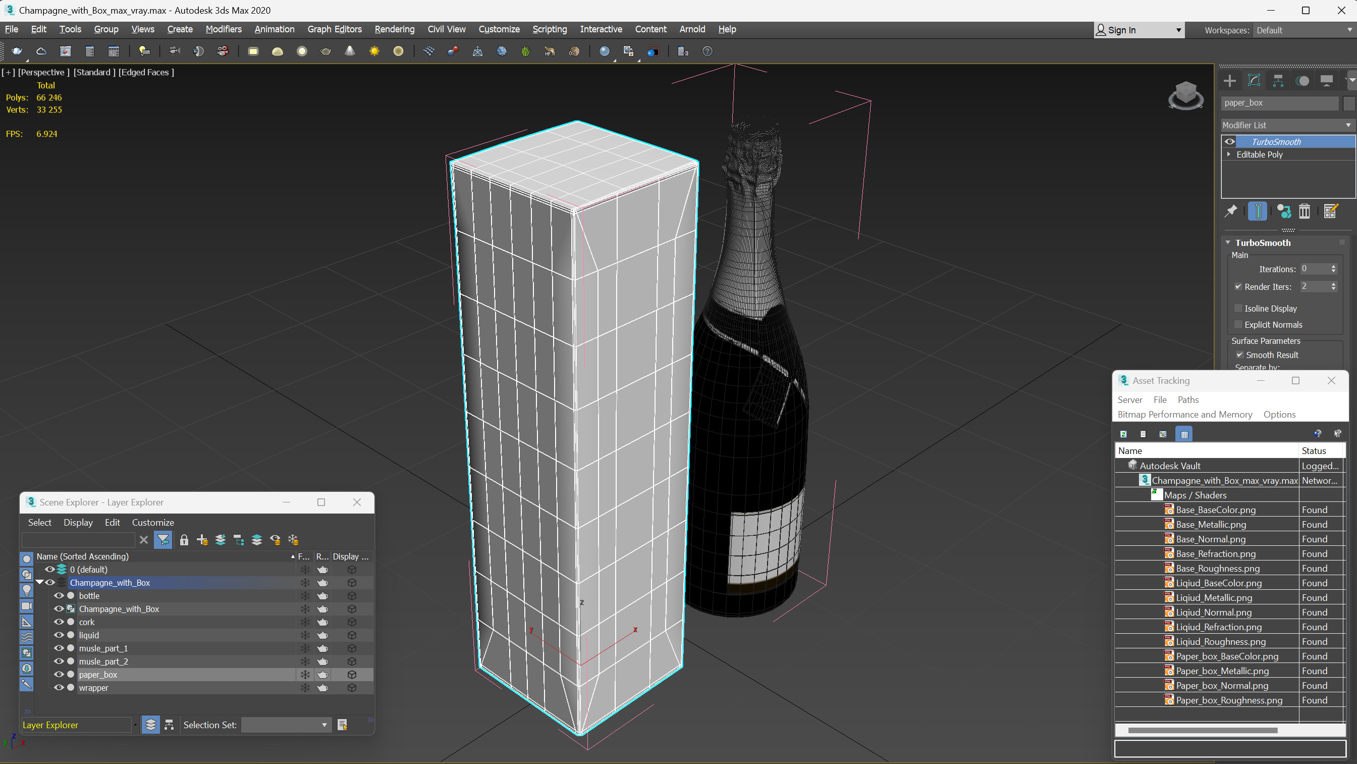 3D Champagne with Box model