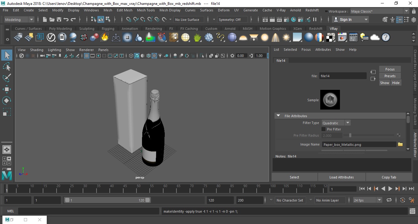 3D Champagne with Box model