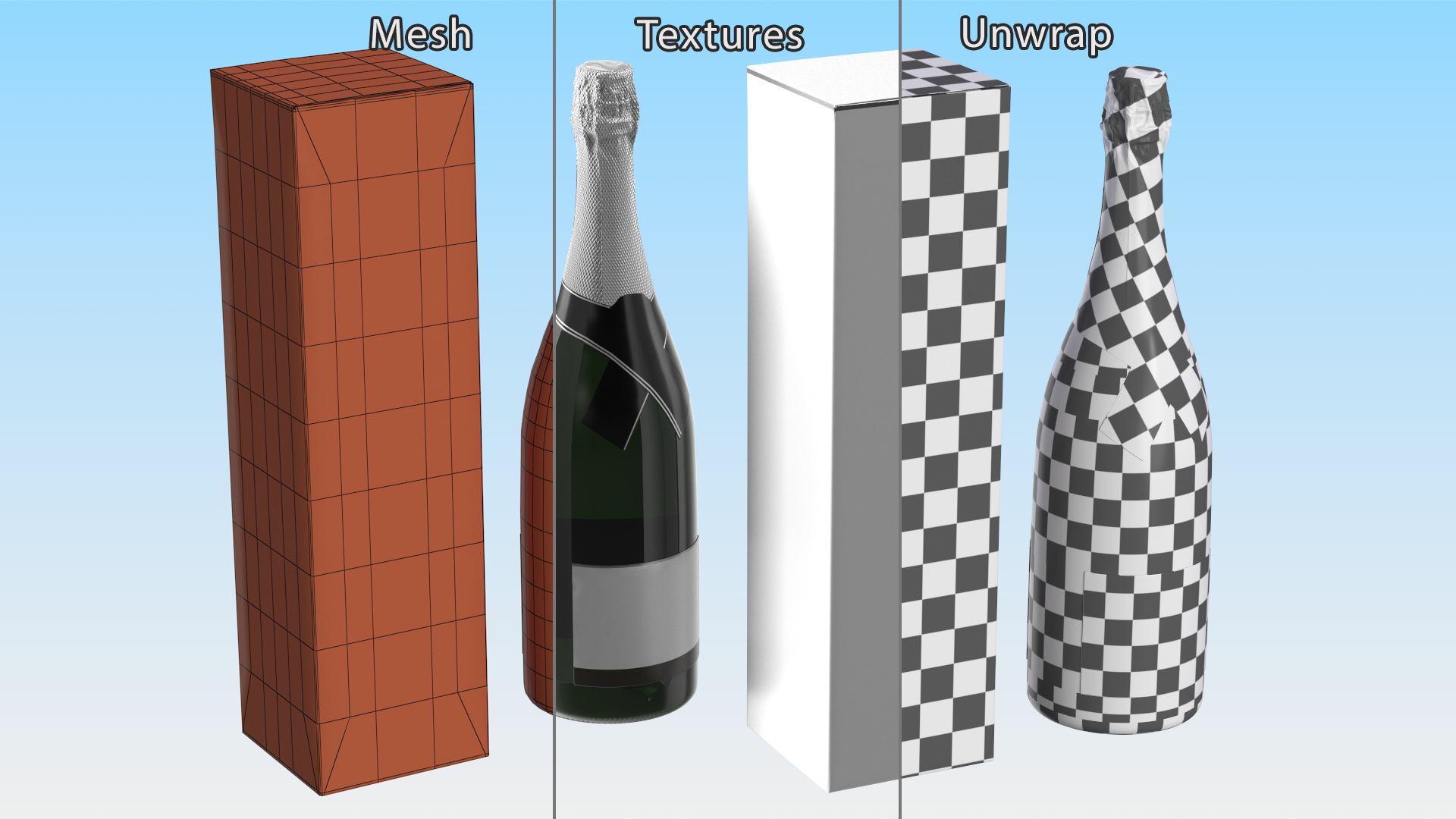 3D Champagne with Box model