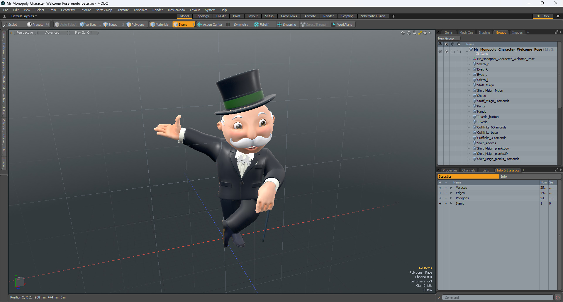 Mr Monopoly Character Welcome Pose 3D model
