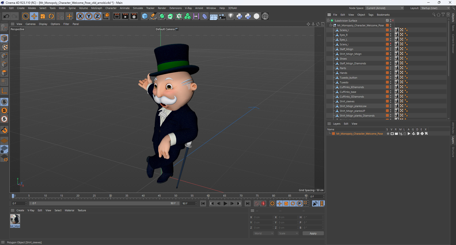 Mr Monopoly Character Welcome Pose 3D model