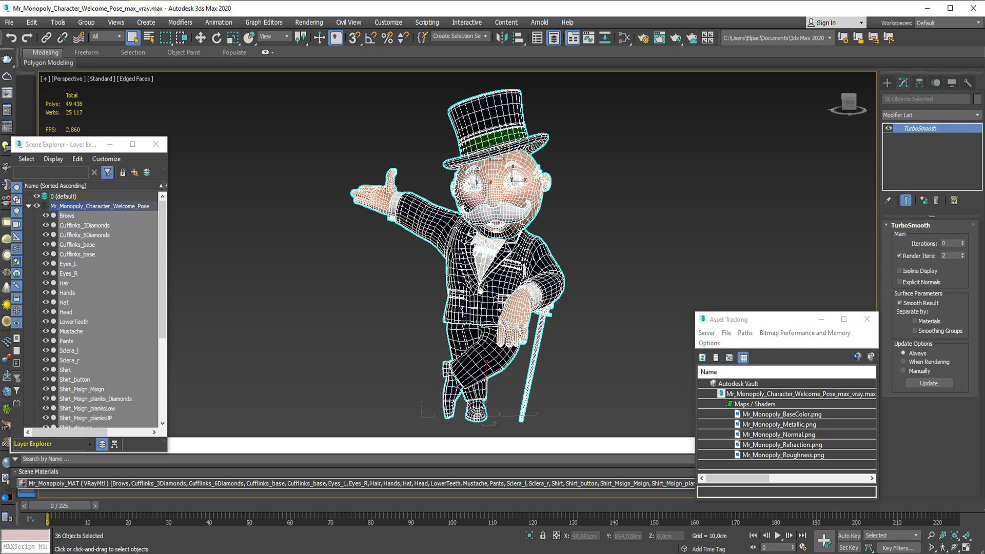 Mr Monopoly Character Welcome Pose 3D model