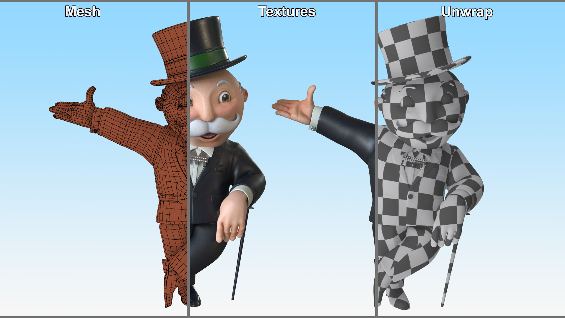 Mr Monopoly Character Welcome Pose 3D model