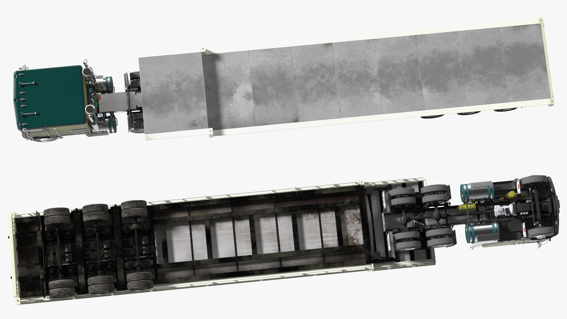 Marmon Truck with Single Drop Tri Axle Extendable Trailer Rigged 3D model