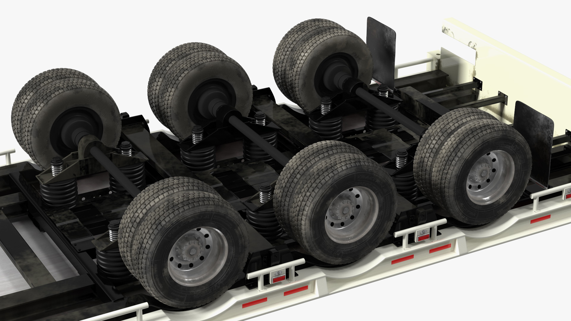 Marmon Truck with Single Drop Tri Axle Extendable Trailer Rigged 3D model