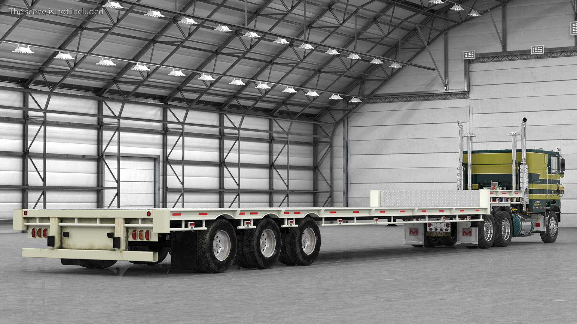 Marmon Truck with Single Drop Tri Axle Extendable Trailer Rigged 3D model