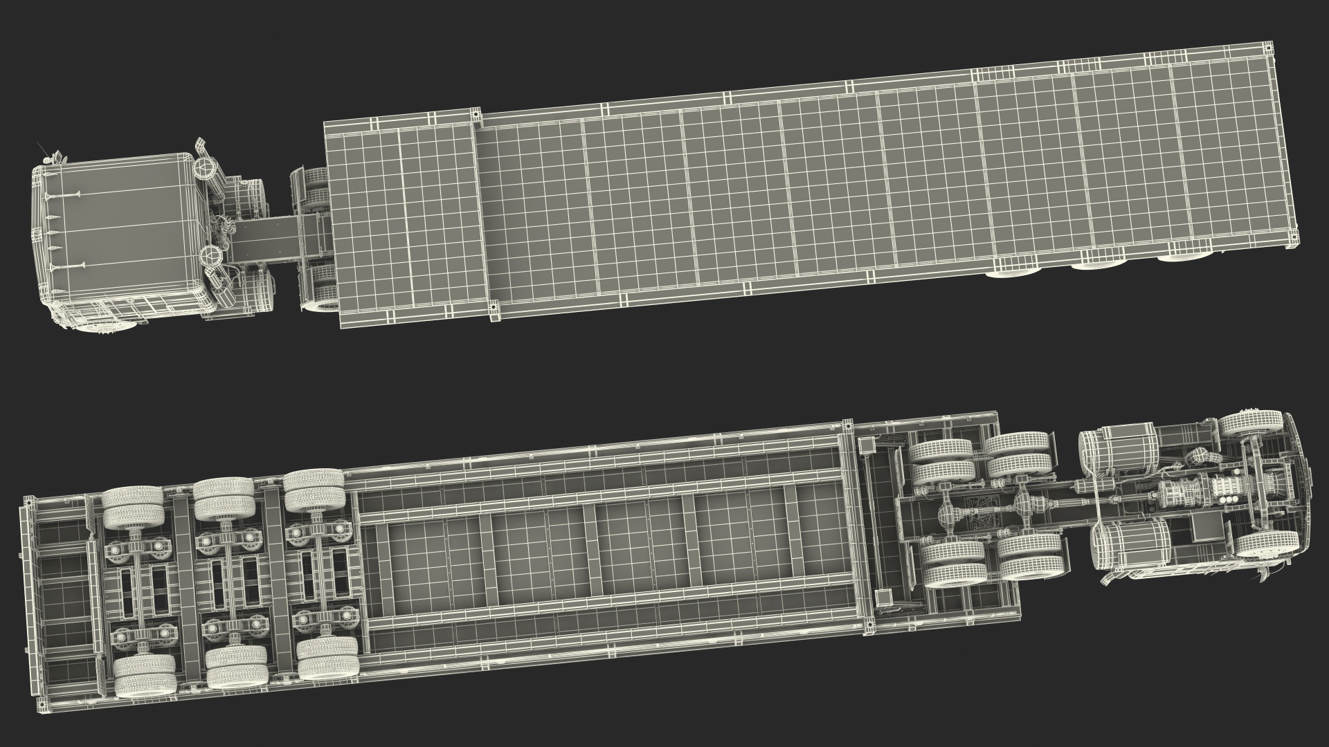 Marmon Truck with Single Drop Tri Axle Extendable Trailer Rigged 3D model