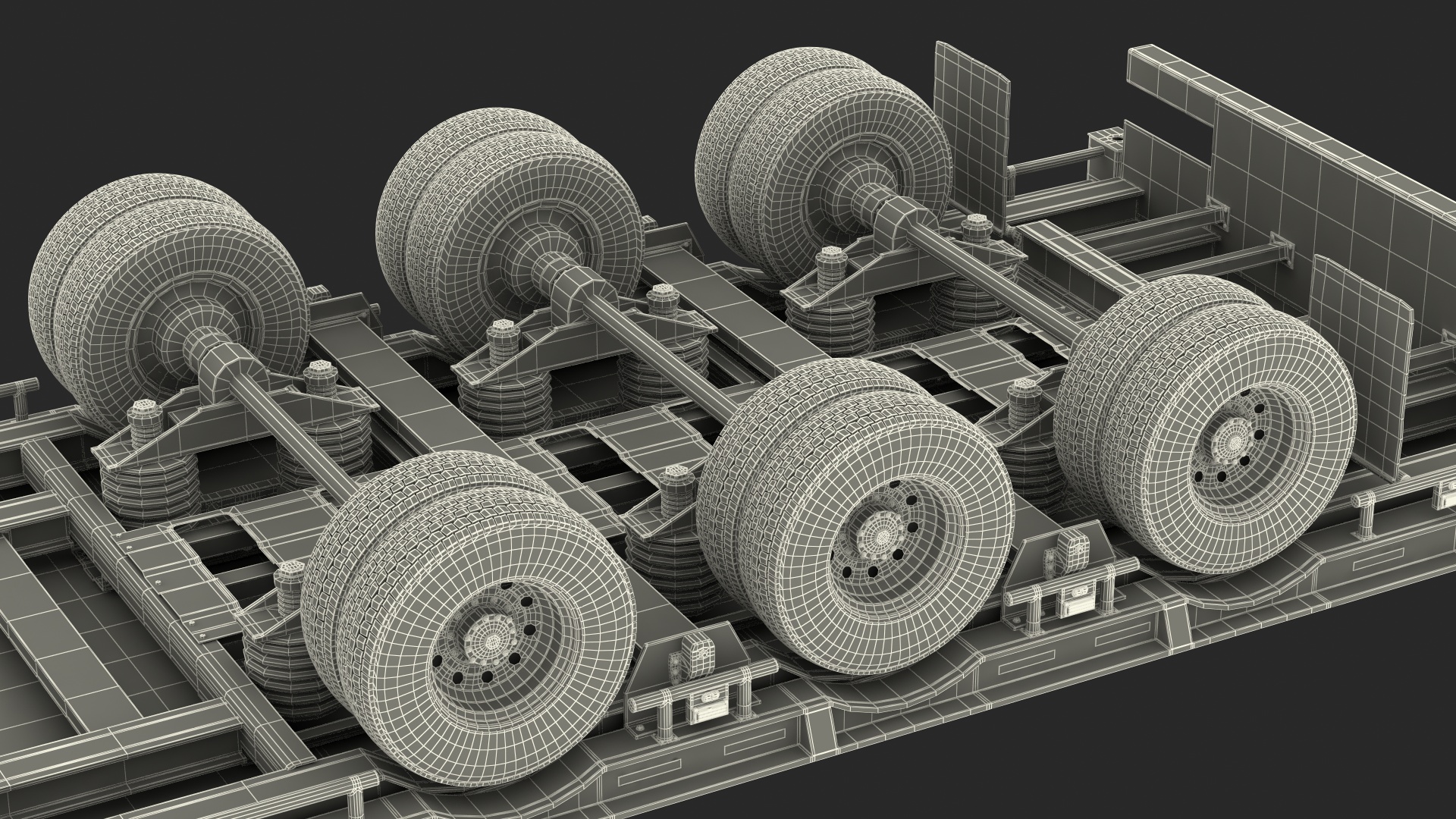 Marmon Truck with Single Drop Tri Axle Extendable Trailer Rigged 3D model
