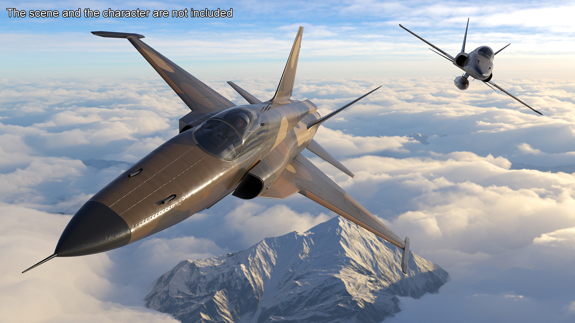 3D Sand Camouflaged Military Fighter Jet Rigged for Maya model