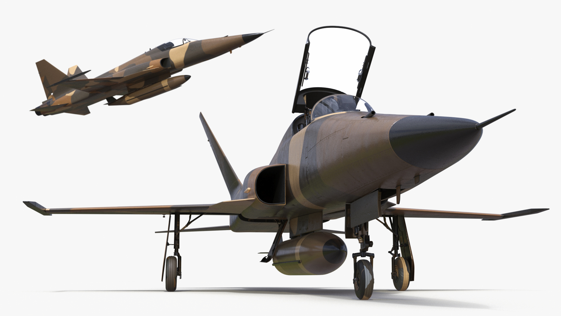 3D Sand Camouflaged Military Fighter Jet Rigged for Maya model